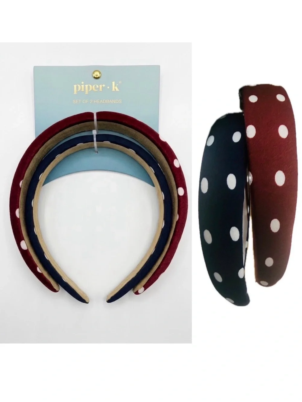 NWT ⚜️🖤⚜️ PIPER K Polka Dot Headband Set of 2